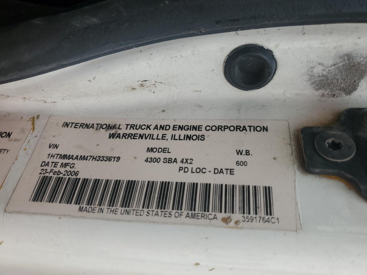 2007 International 4000 4300 VIN: 1HTMMAAM47H33619 Lot: 64454625