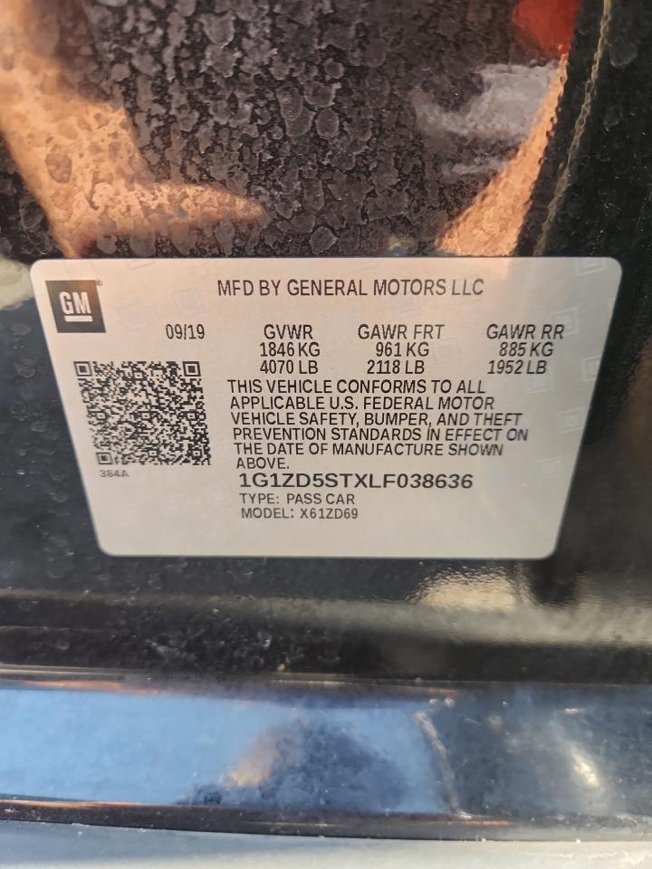 2020 Chevrolet Malibu Lt VIN: 1G1ZD5STXLF038636 Lot: 64771905