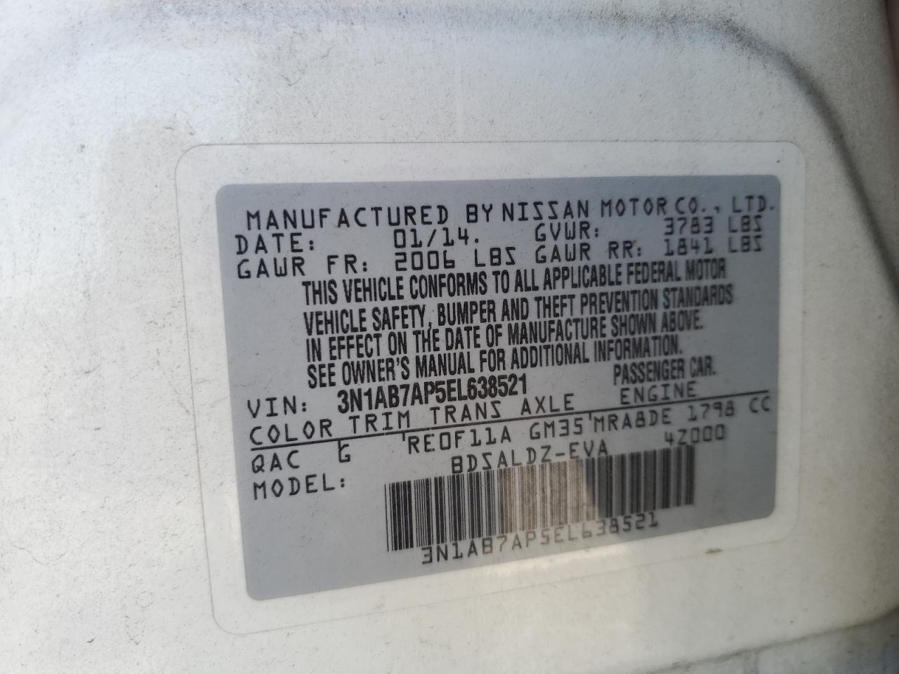 2014 Nissan Sentra S VIN: 3N1AB7AP5EL638521 Lot: 63262545