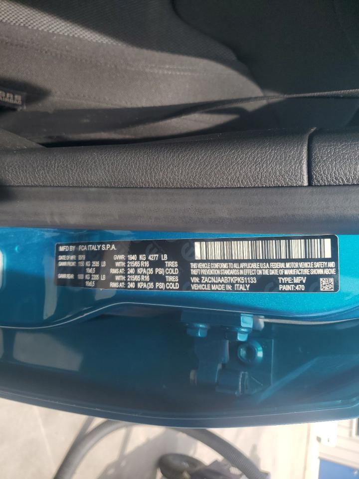 2019 Jeep Renegade Sport VIN: ZACNJAAB7KPK51133 Lot: 62930655