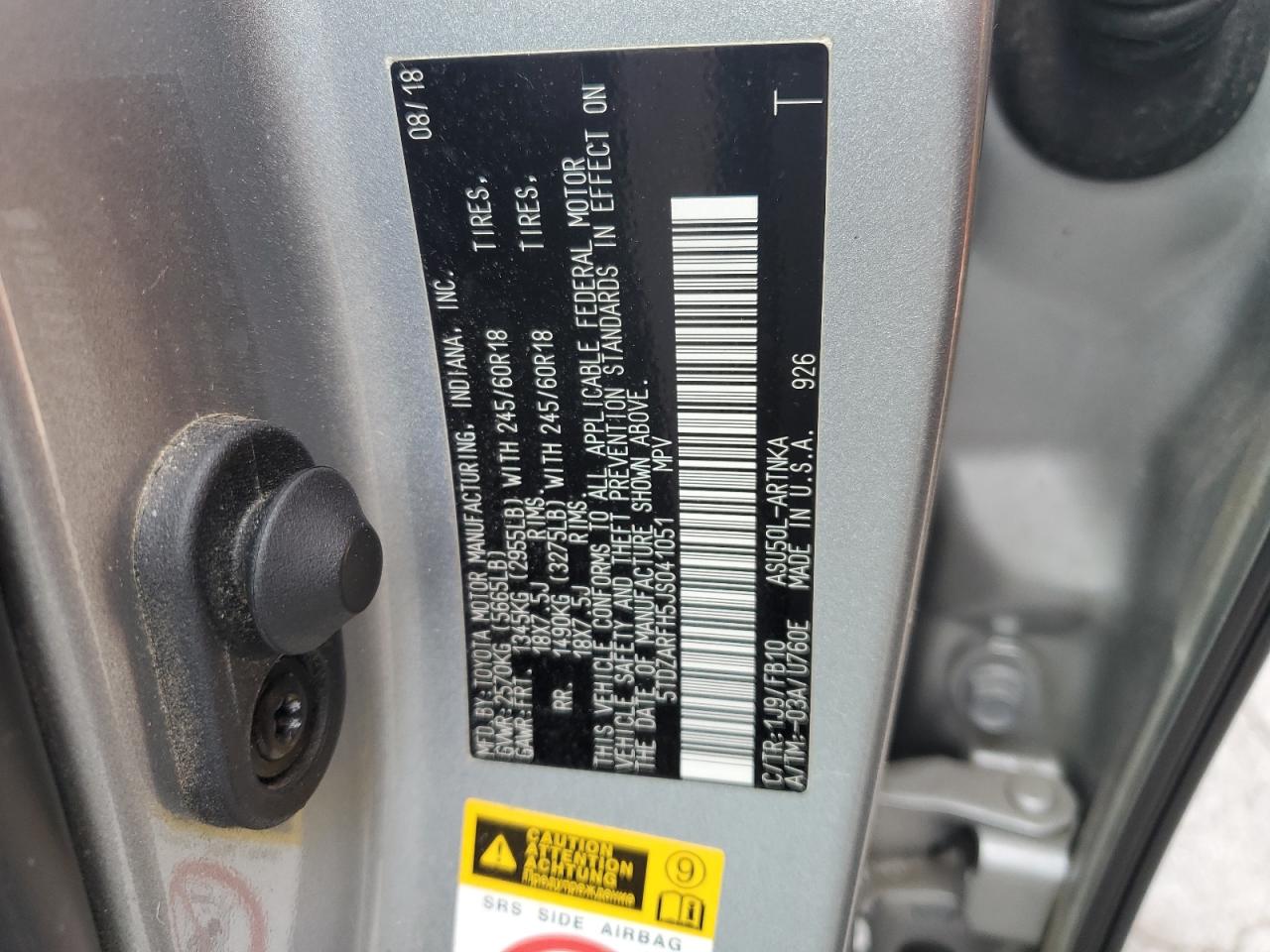 2018 Toyota Highlander Le VIN: 5TDZARFH5JS041051 Lot: 66553495