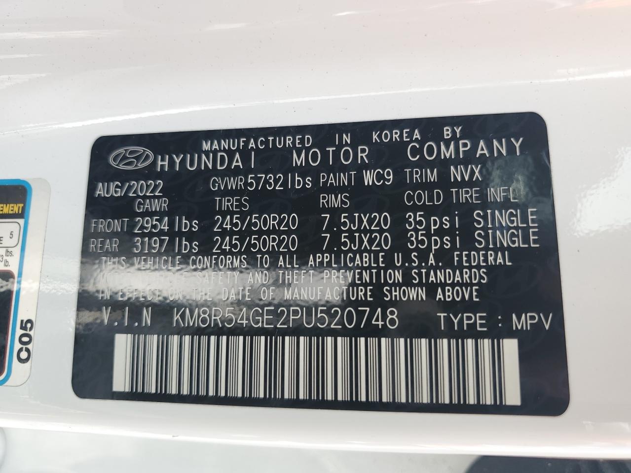 2023 Hyundai Palisade Limited VIN: KM8R54GE2PU520748 Lot: 64275955