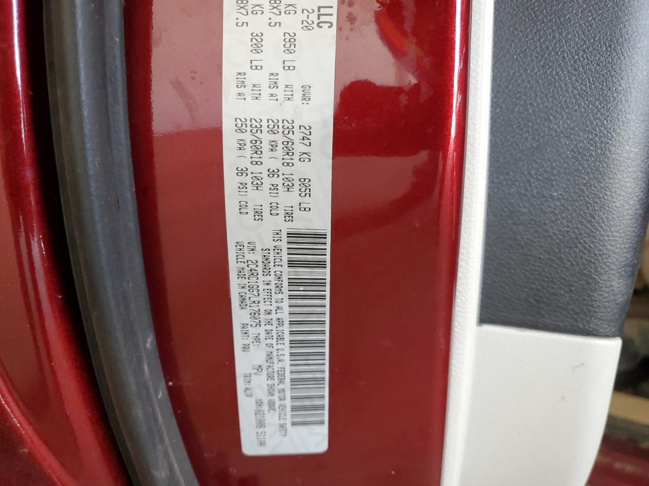 2020 Chrysler Pacifica Limited VIN: 2C4RC1GG7LR176075 Lot: 63097675