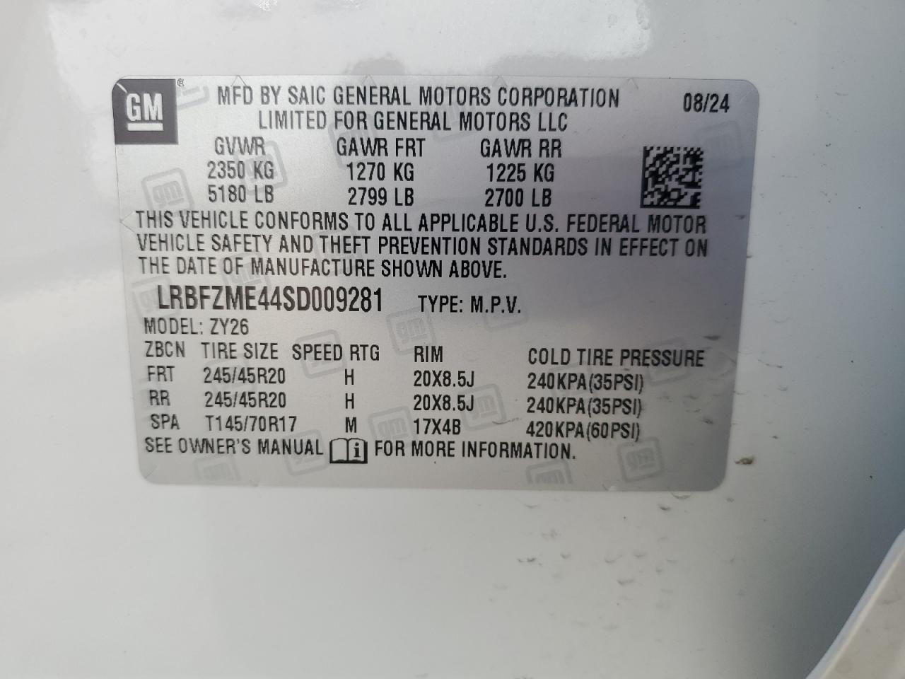2025 Buick Envision Avenir VIN: LRBFZME44SD009281 Lot: 65038565