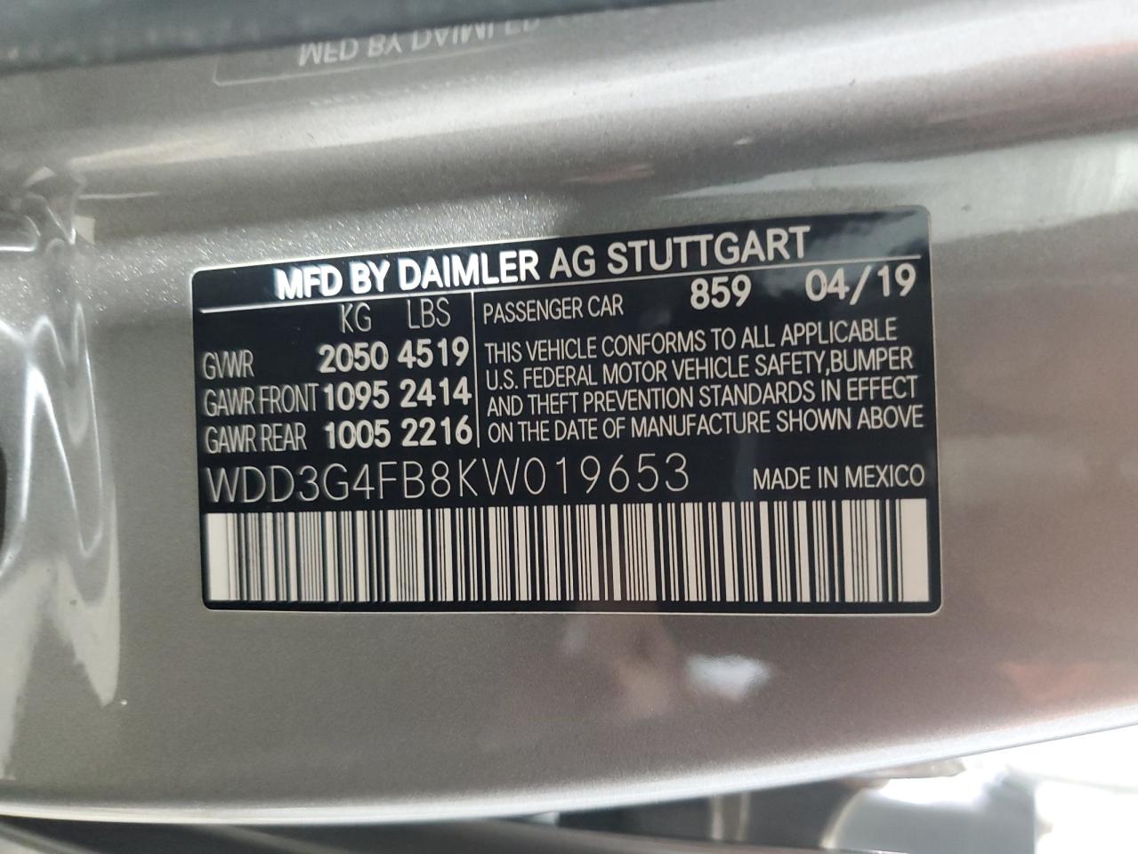 2019 Mercedes-Benz A 220 4Matic VIN: WDD3G4FB8KW019653 Lot: 65518385