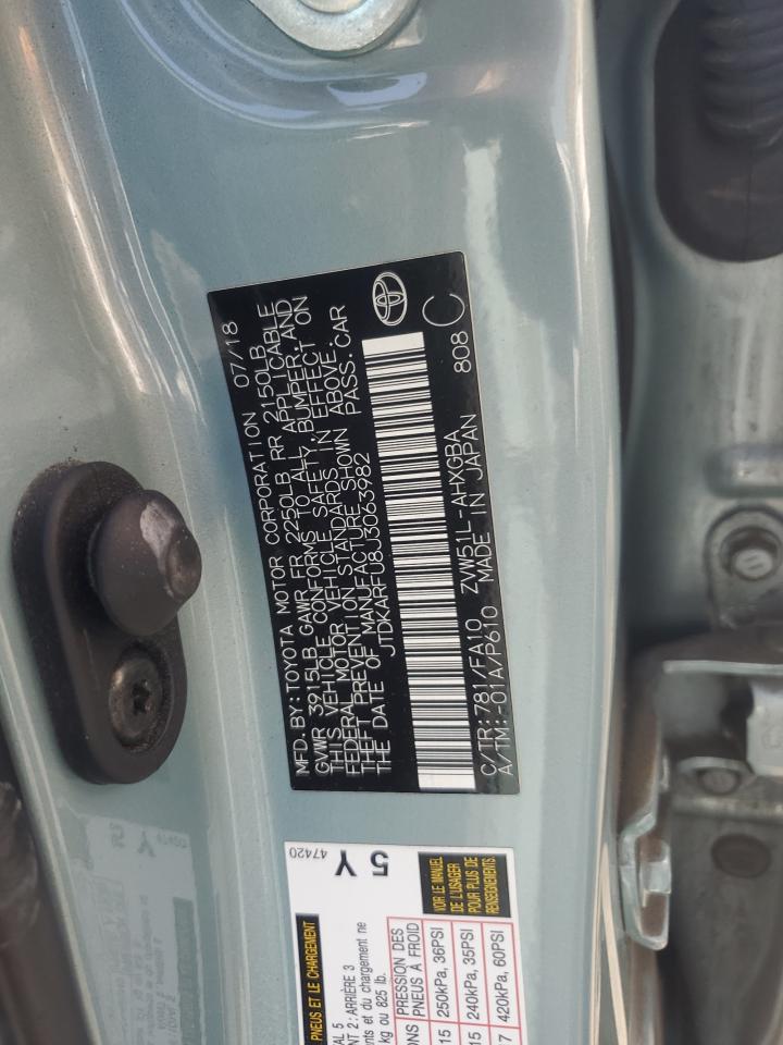 2018 Toyota Prius VIN: JTDKARFU8J3063982 Lot: 65457485