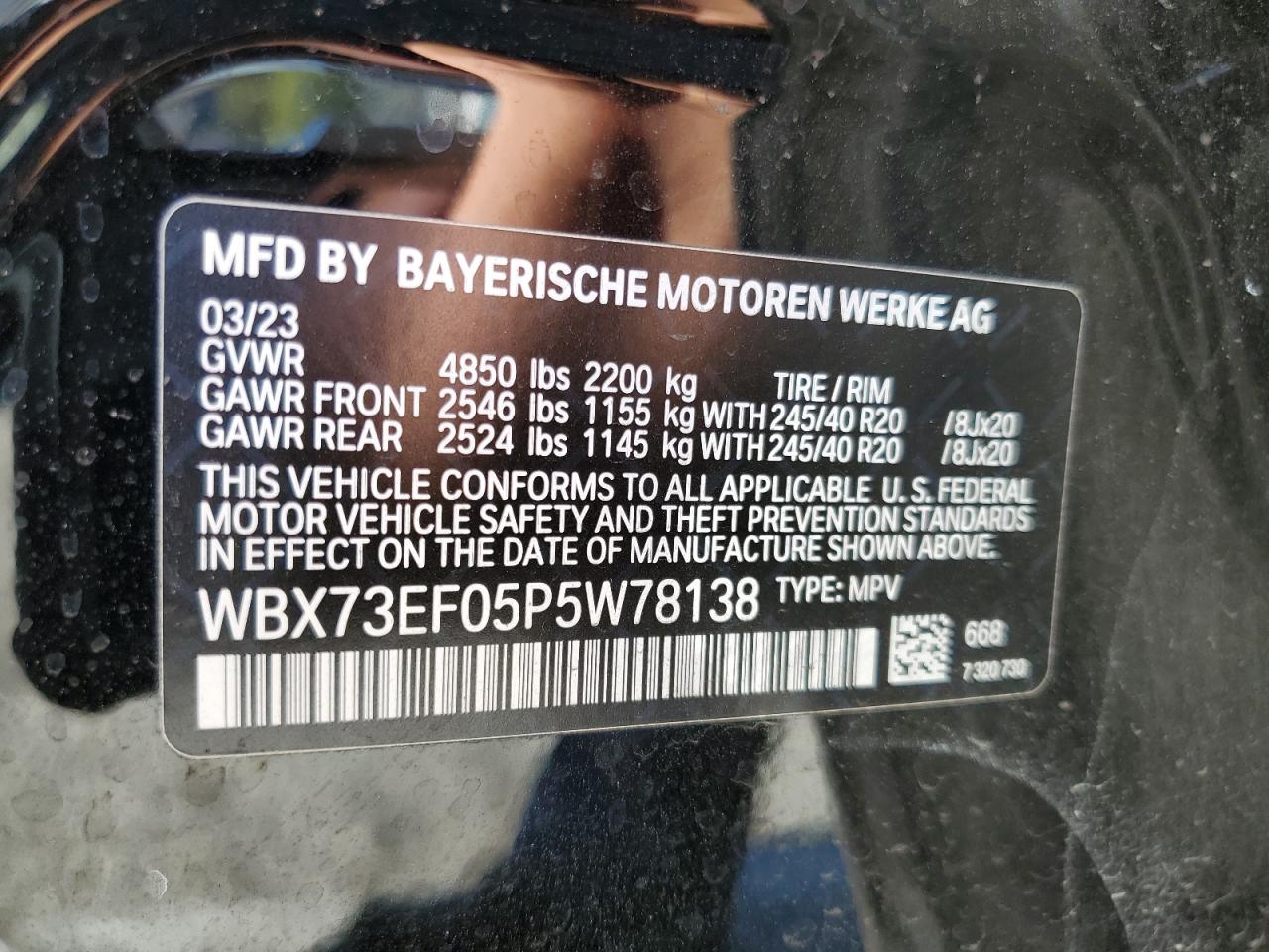 2023 BMW X1 xDrive28I VIN: WBX73EF05P5W78138 Lot: 62868065