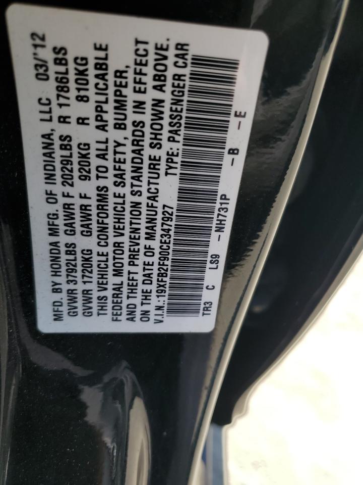 2012 Honda Civic Exl VIN: 19XFB2F90CE347927 Lot: 64335965