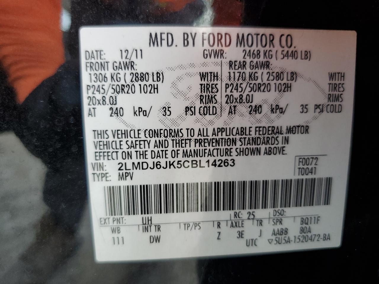 2lmdj6jk5cbl14263 2LMDJ6JK5CBL14263 2012 Lincoln Mkx