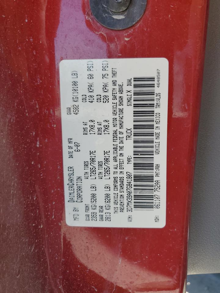 2007 Dodge Ram 3500 VIN: 3D7MX39A07G841807 Lot: 64683535