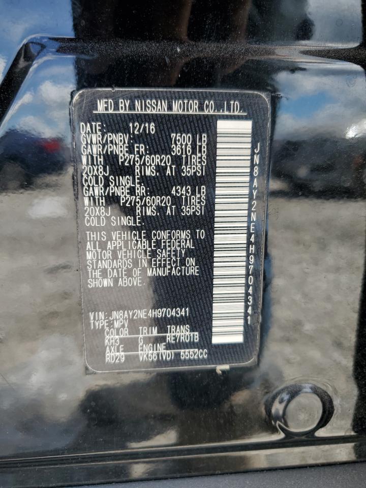 2017 Nissan Armada Platinum VIN: JN8AY2NE4H9704341 Lot: 65099575