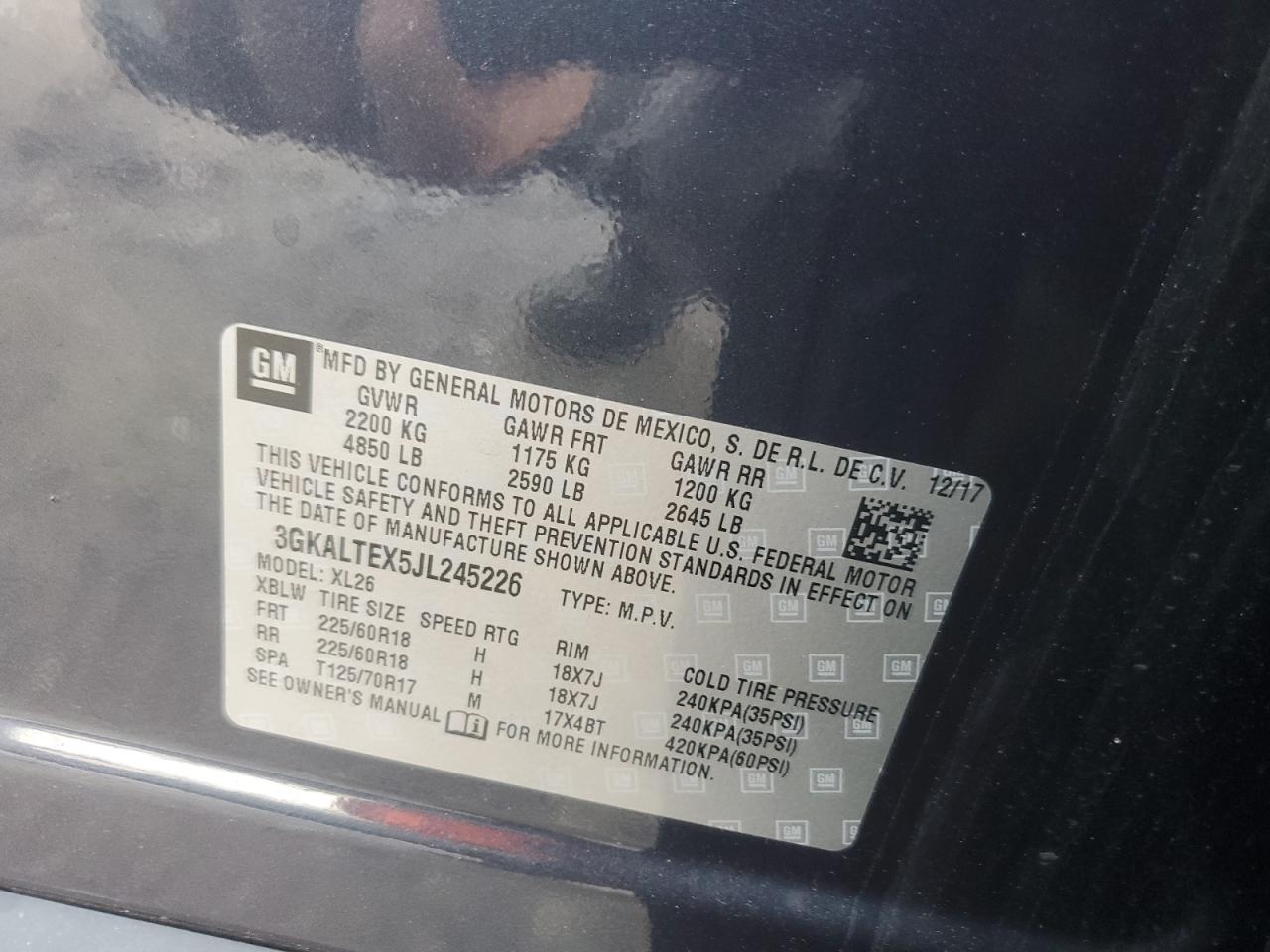 2018 GMC Terrain Sle VIN: 3GKALTEX5JL245226 Lot: 64258715