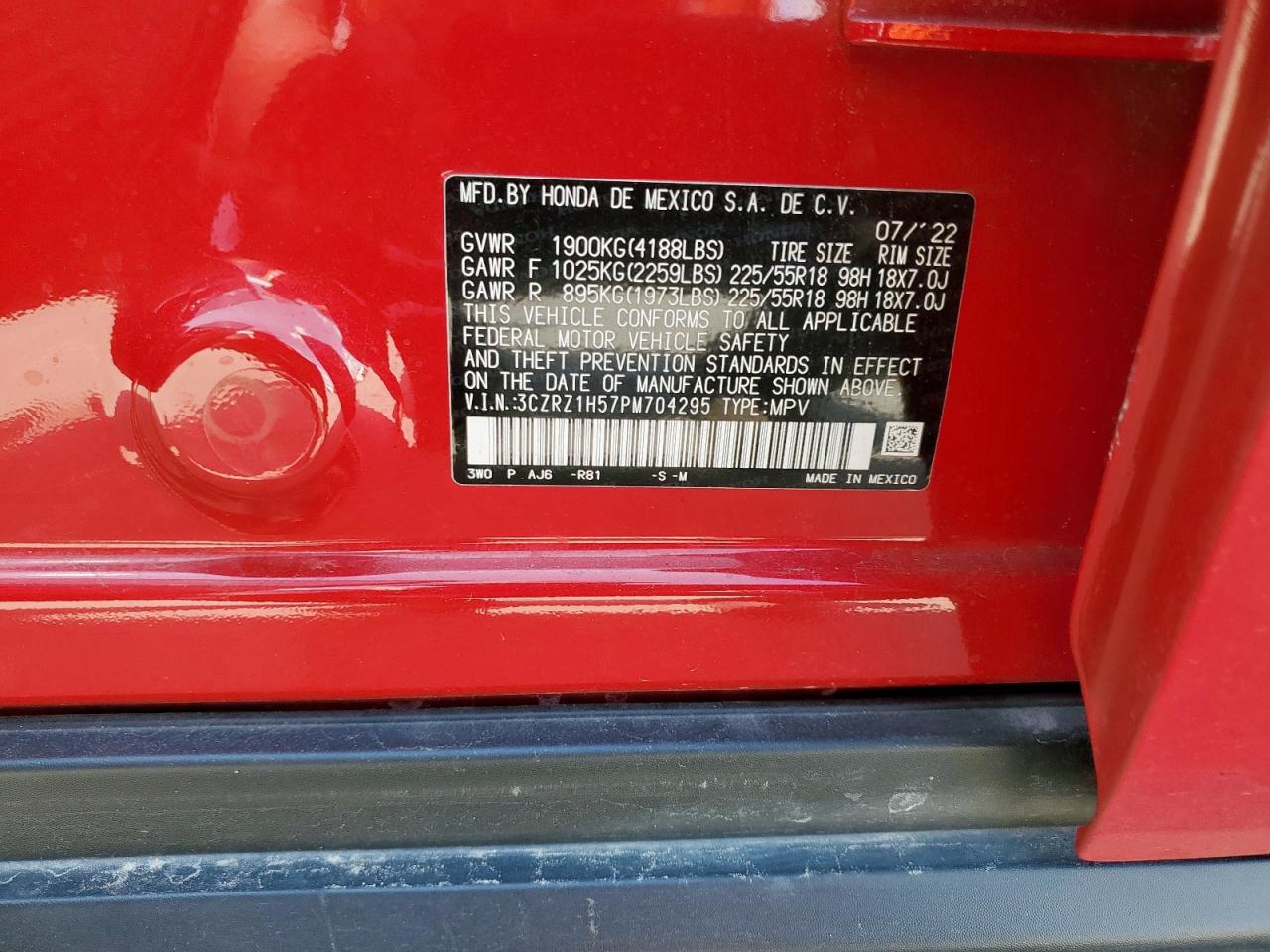 2023 Honda Hr-V Sport VIN: 3CZRZ1H57PM704295 Lot: 64485925
