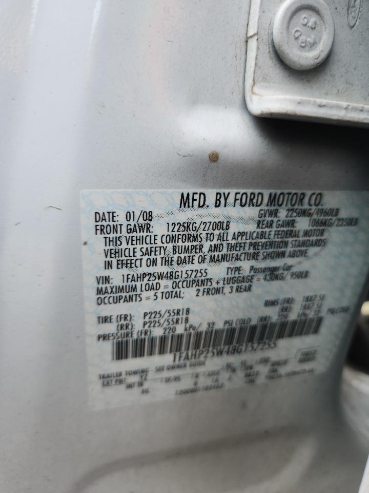 2008 Ford Taurus Limited VIN: 1FAHP25W48G157255 Lot: 64838735