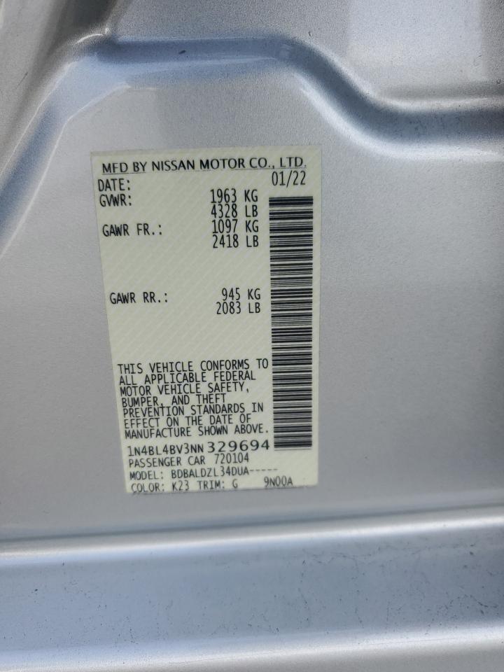 2022 Nissan Altima S VIN: 1N4BL4BV3NN329694 Lot: 64146005