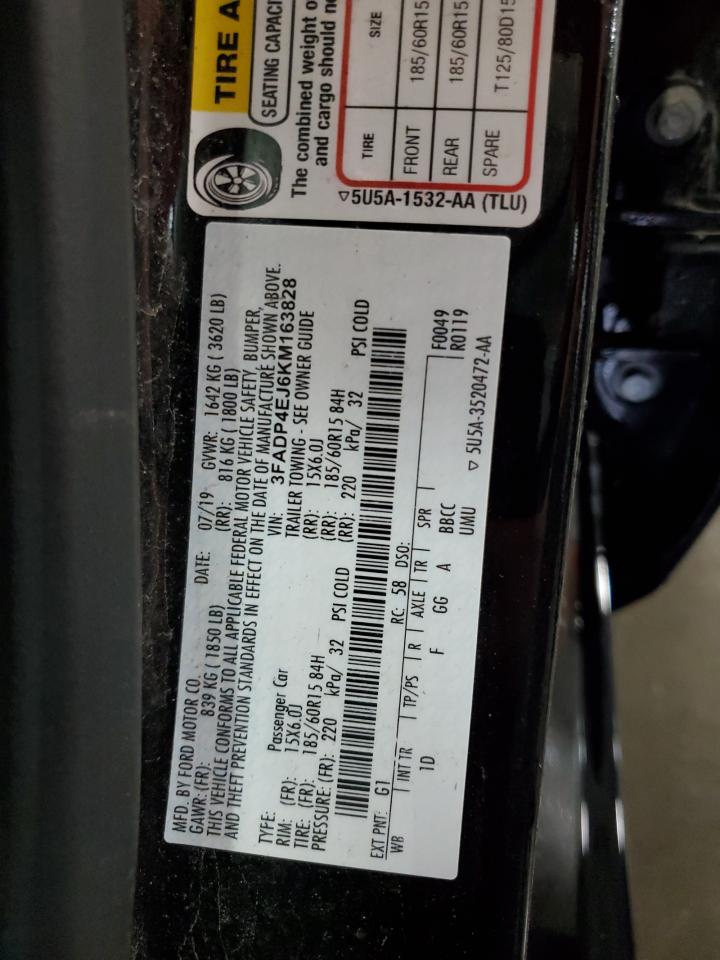 3FADP4EJ6KM163828 2019 Ford Fiesta Se