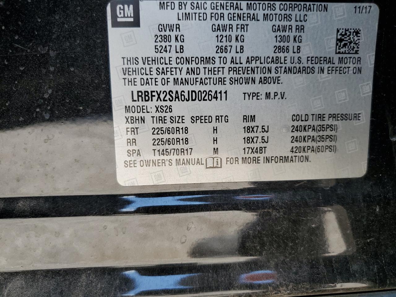 2018 Buick Envision Essence VIN: LRBFX2SA6JD026411 Lot: 63100635