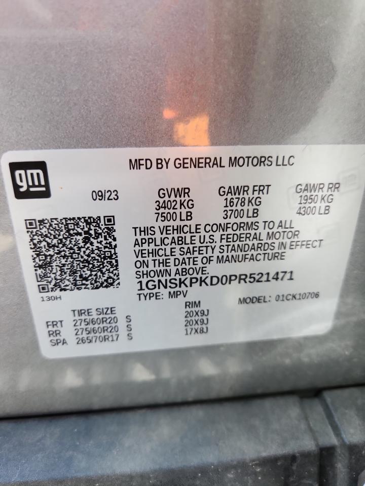 2023 Chevrolet Tahoe K1500 Z71 VIN: 1GNSKPKD0PR521471 Lot: 65339615