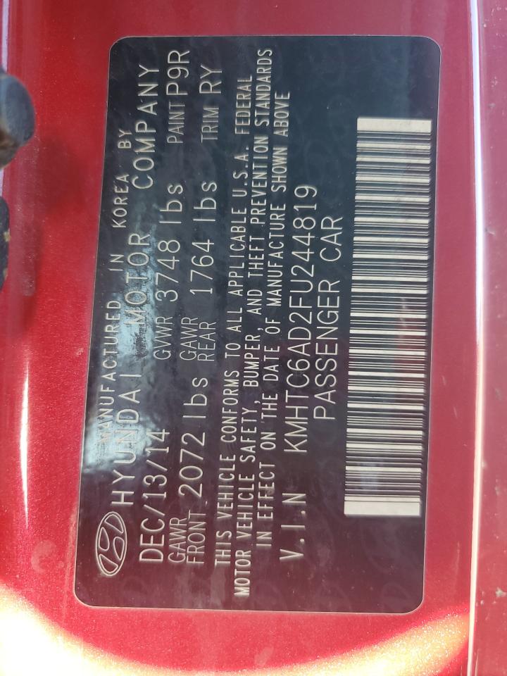 2015 Hyundai Veloster VIN: KMHTC6AD2FU244819 Lot: 65267665
