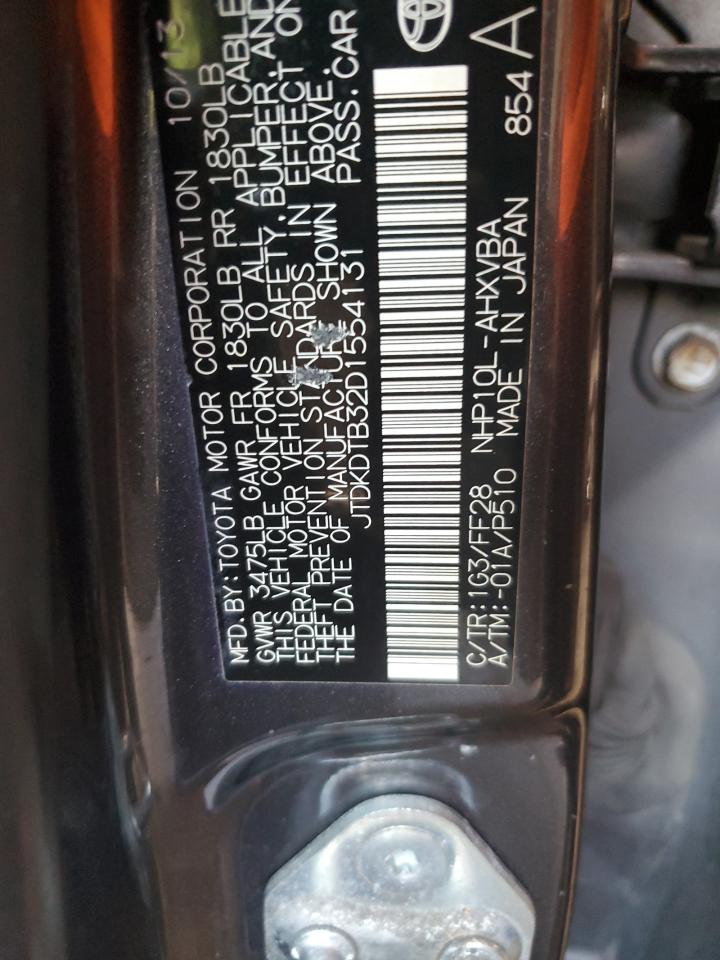 2013 Toyota Prius C VIN: JTDKDTB32D1554131 Lot: 65233155