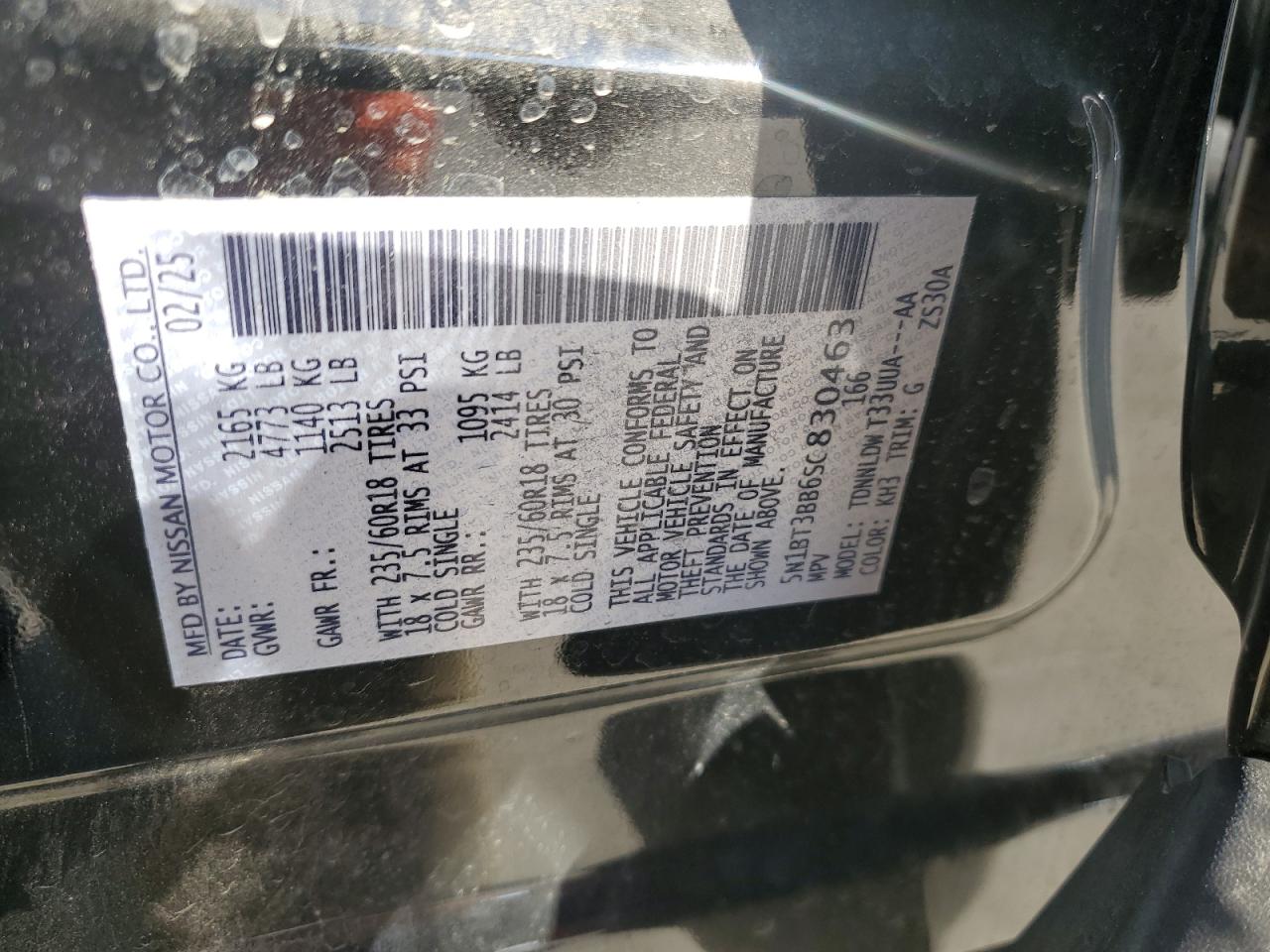 2025 Nissan Rogue Sv VIN: 5N1BT3BB6SC830463 Lot: 64217765