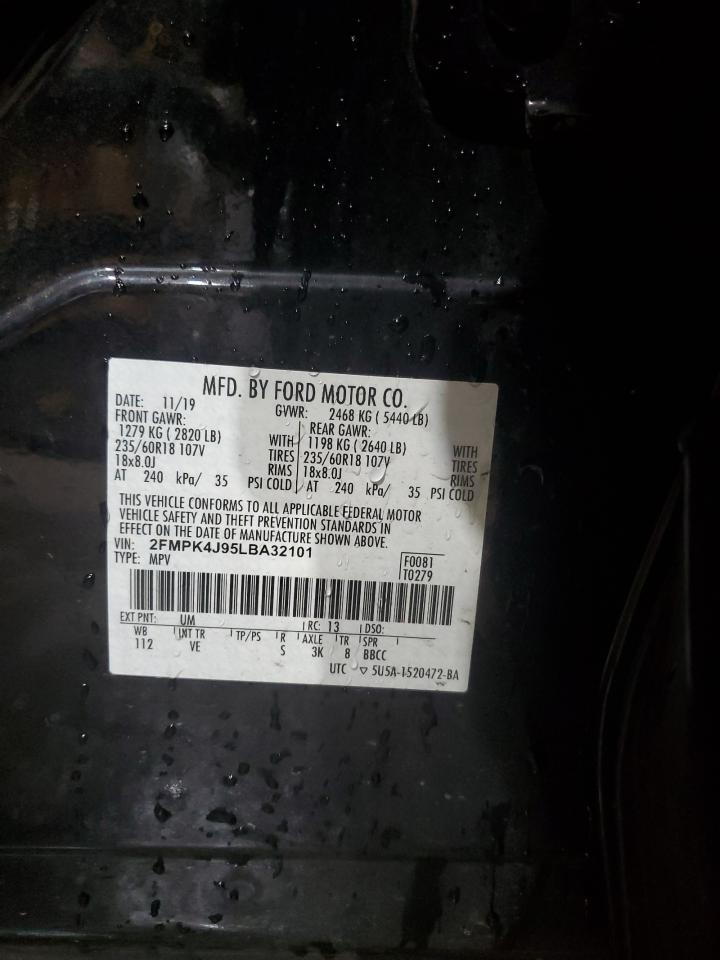 2020 Ford Edge Sel VIN: 2FMPK4J95LBA32101 Lot: 64752745