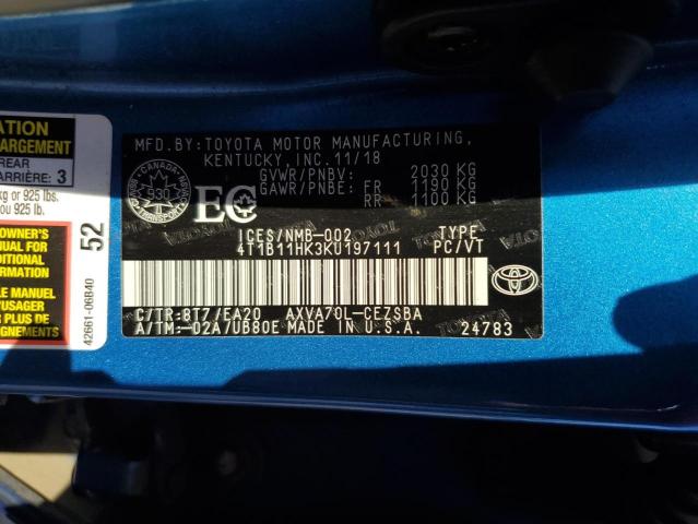 2019 TOYOTA CAMRY L  