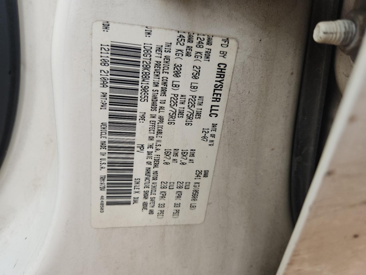 2008 Dodge Nitro Sxt VIN: 1D8GT28K88W190955 Lot: 64981035