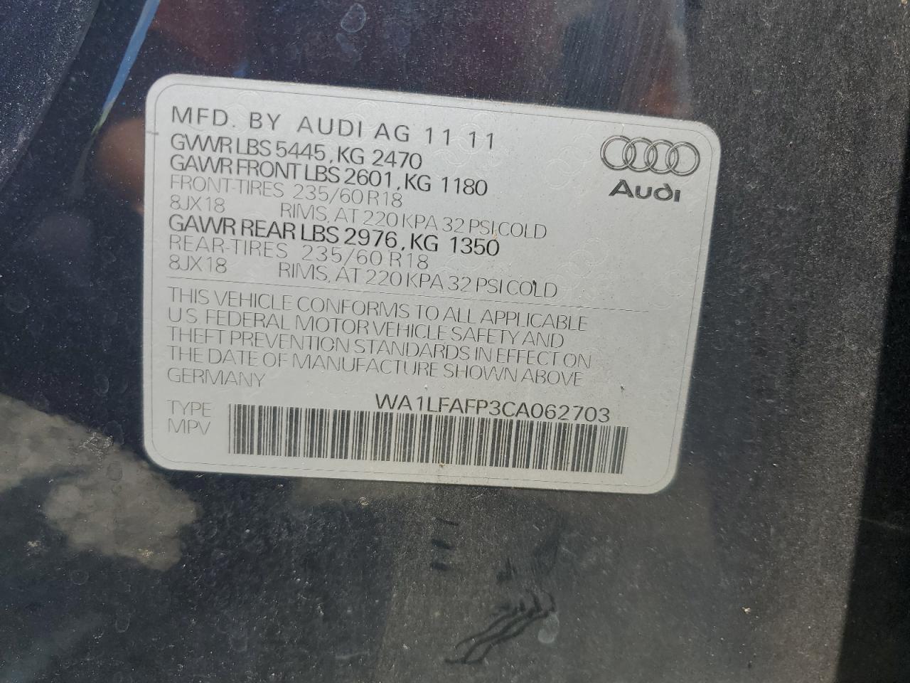 2012 Audi Q5 Premium Plus VIN: WA1LFAFP3CA062703 Lot: 63159525