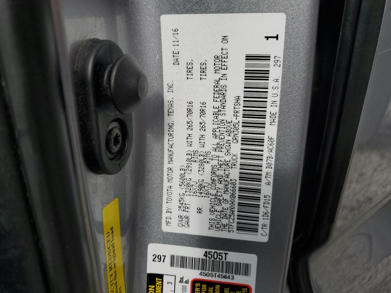 2017 Toyota Tacoma Double Cab VIN: 5TFCZ5ANXHX066603 Lot: 65309055