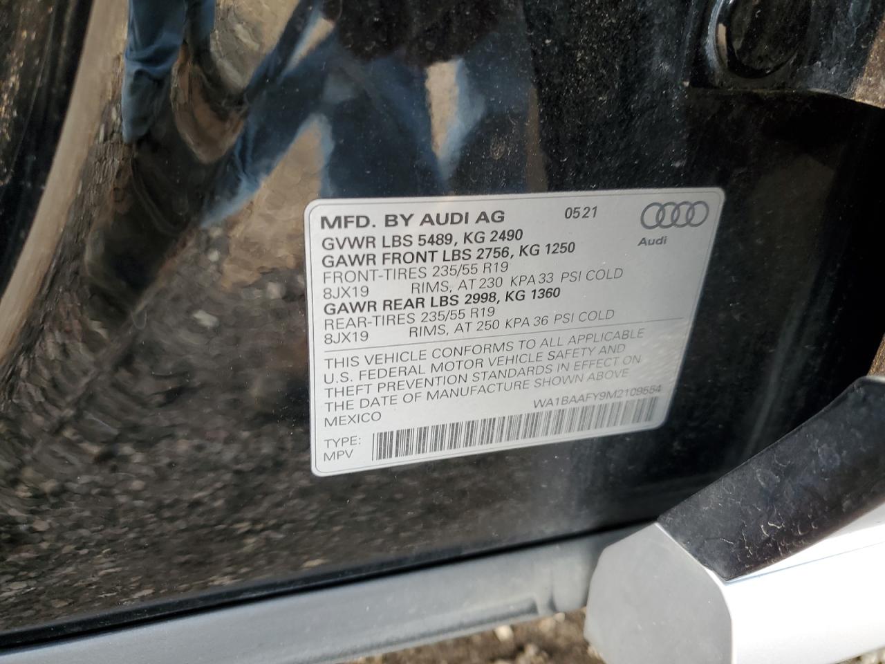 2021 Audi Q5 Premium Plus VIN: WA1BAAFY9M2109554 Lot: 66946825