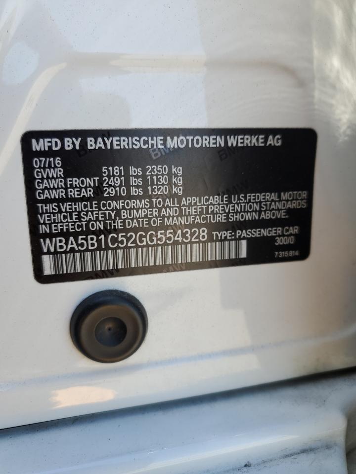 2016 BMW 535 I VIN: WBA5B1C52GG554328 Lot: 65354955