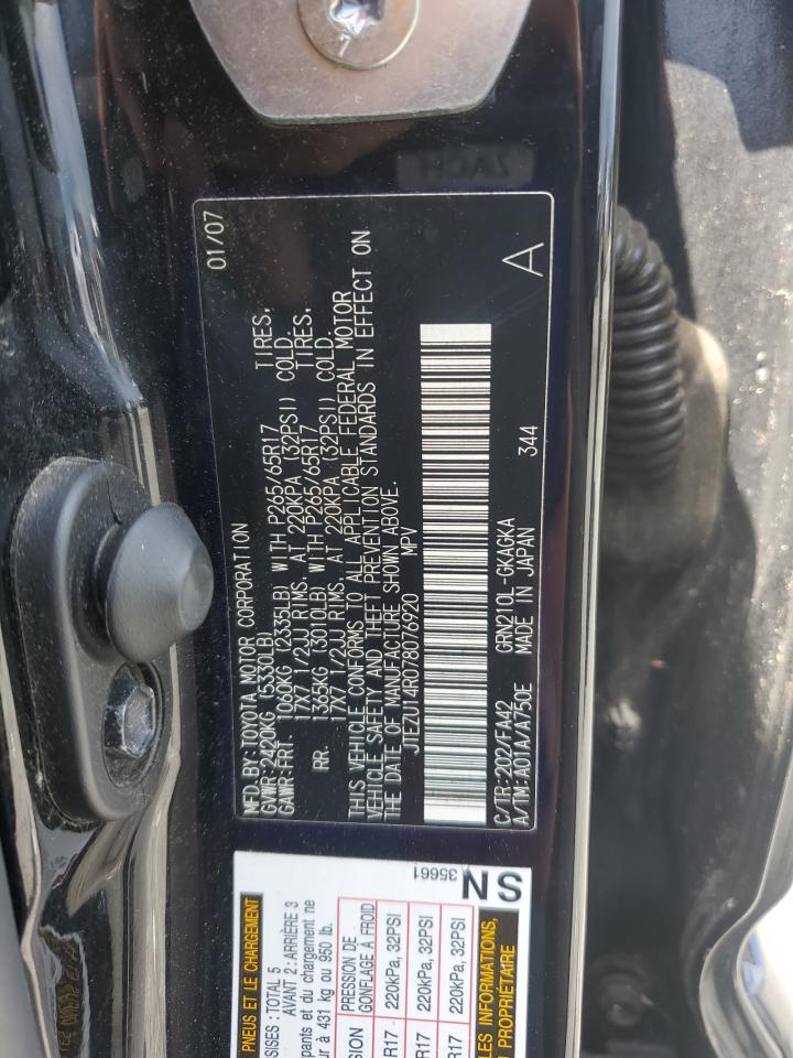 2007 Toyota 4Runner Sr5 VIN: JTEZU14R078076920 Lot: 64378855