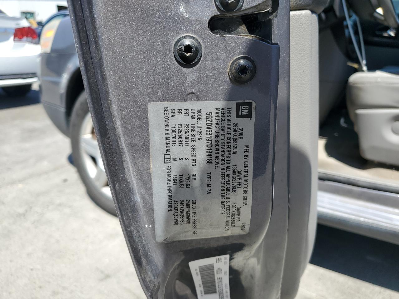 2007 Saturn Relay 1 VIN: 5GZDV53197D134186 Lot: 63053585