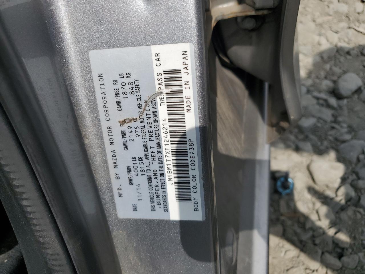 2015 Mazda 3 Sv VIN: JM1BM1T7XF1246214 Lot: 64618815