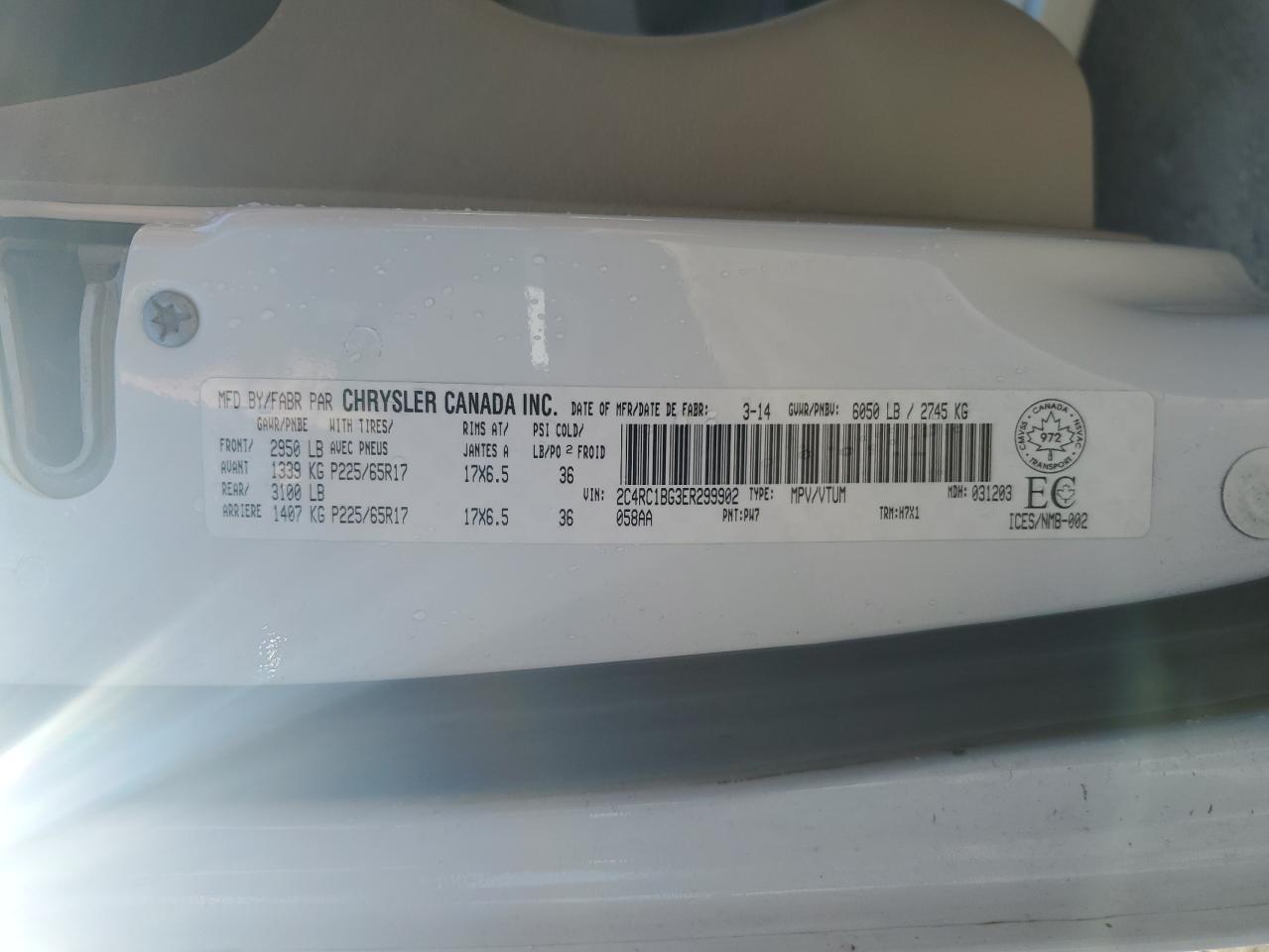 2014 Chrysler Town & Country Touring VIN: 2C4RC1BG3ER299902 Lot: 66266045