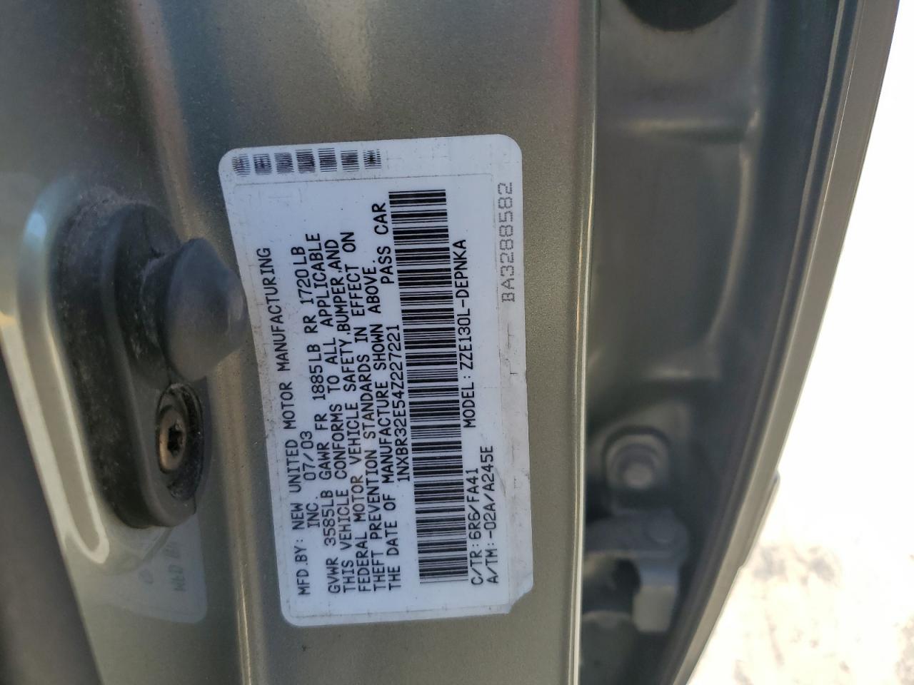 2004 Toyota Corolla Ce VIN: 1NXBR32E54Z227221 Lot: 62935975
