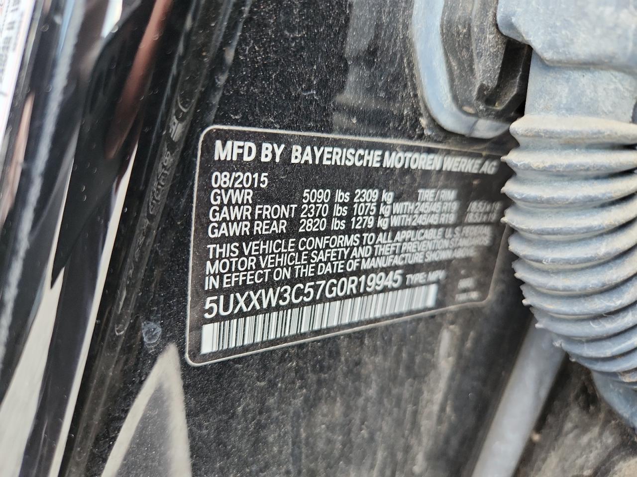 2016 BMW X4 xDrive28I VIN: 5UXXW3C57G0R19945 Lot: 63102925