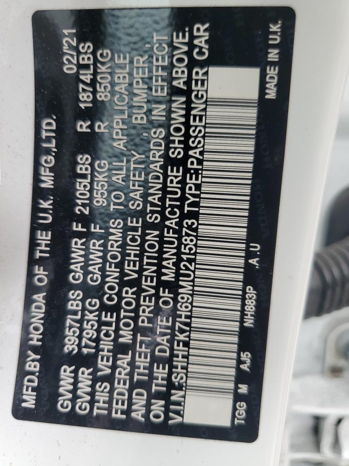 2021 Honda Civic Ex VIN: SHHFK7H69MU215873 Lot: 65989905