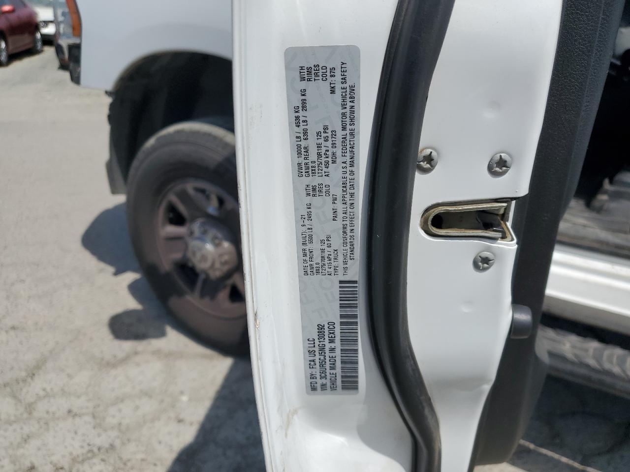 2022 Ram 2500 Tradesman VIN: 3C6UR5CJ5NG130892 Lot: 64741375