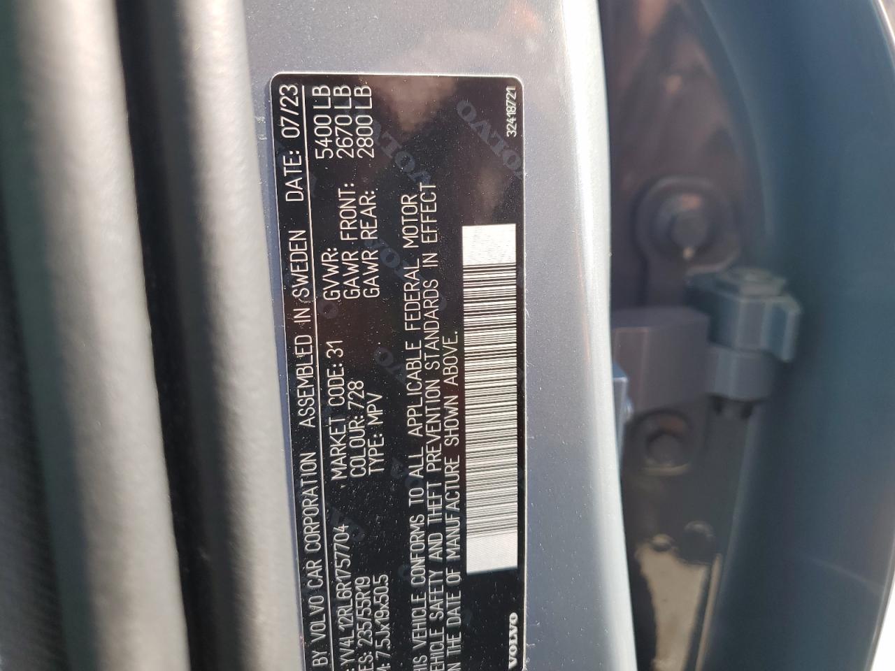 2024 Volvo Xc60 Plus VIN: YV4L12RL6R1757704 Lot: 66183265