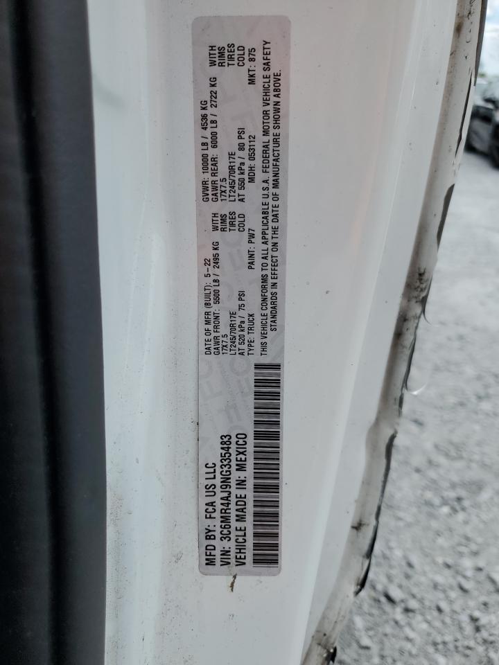 2022 Ram 2500 Tradesman VIN: 3C6MR4AJ9NG335483 Lot: 65944755