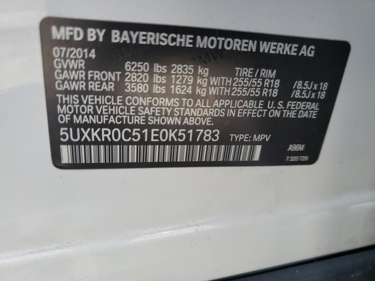 2014 BMW X5 xDrive35I VIN: 5UXKR0C51E0K51783 Lot: 64993905