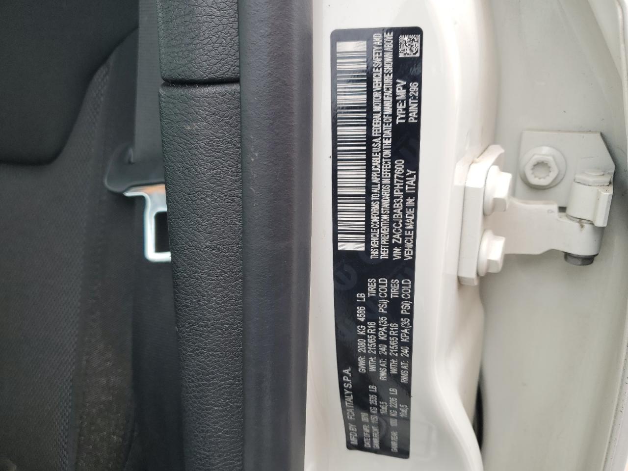 2018 Jeep Renegade Sport VIN: ZACCJBAB3JPH77600 Lot: 63638375