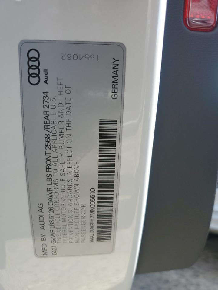 2021 Audi A5 Premium 45 VIN: WAU2AGF57MN005610 Lot: 64373565