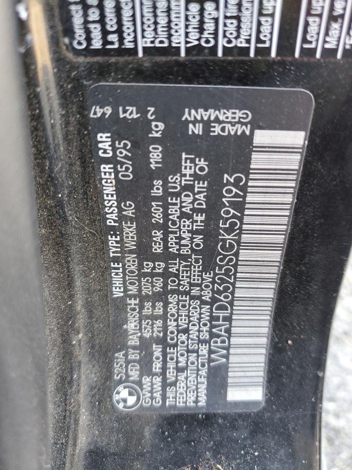 1995 BMW 525 I Automatic VIN: WBAHD6325SGK59193 Lot: 64906685