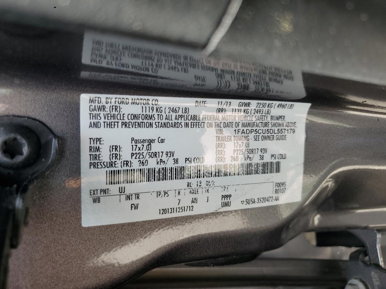 2013 Ford C-Max Premium VIN: 1FADP5CU5DL557179 Lot: 65126195