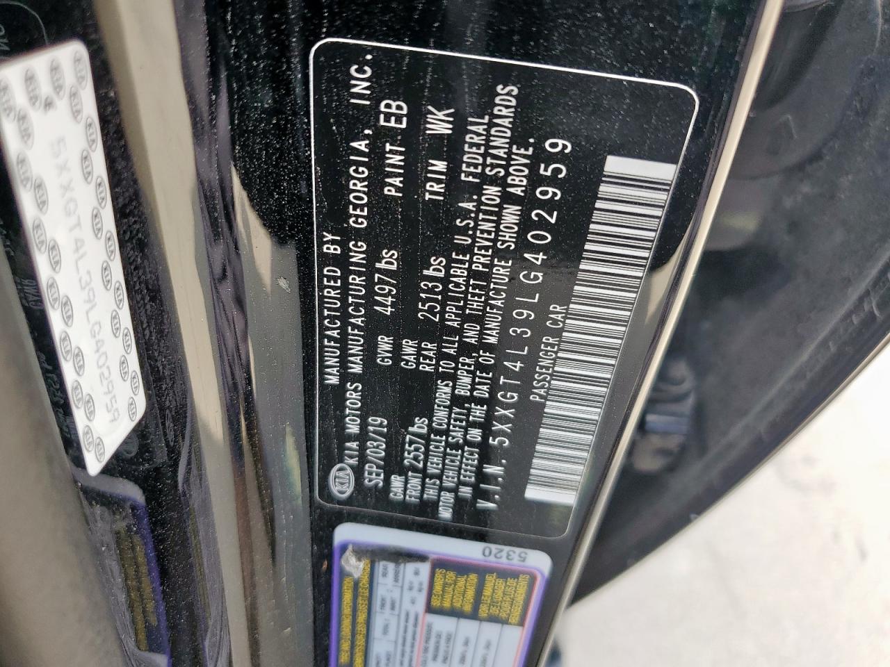 2020 Kia Optima Lx VIN: 5XXGT4L39LG402959 Lot: 64192415