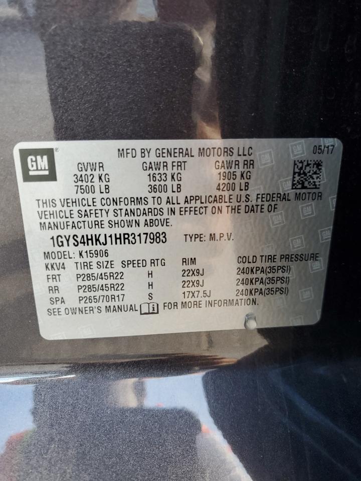 2017 Cadillac Escalade Esv Luxury VIN: 1GYS4HKJ1HR317983 Lot: 66215615