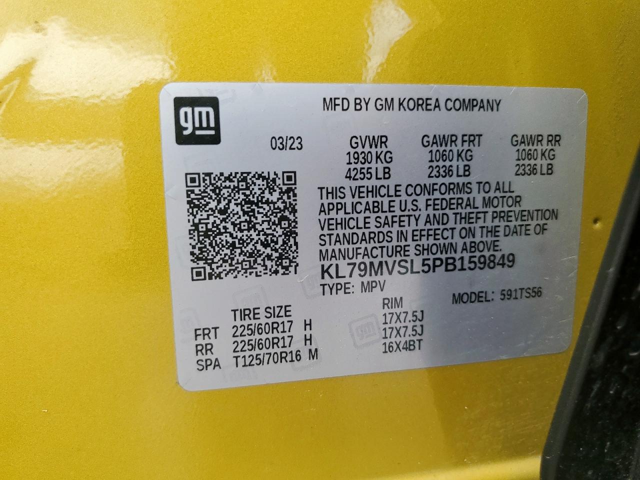 2023 Chevrolet Trailblazer Activ VIN: KL79MVSL5PB159849 Lot: 64408685